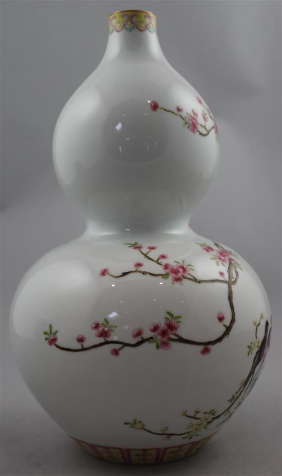 A Chinese famille rose double gourd vase, Daoguang mark but later, 26.5cm